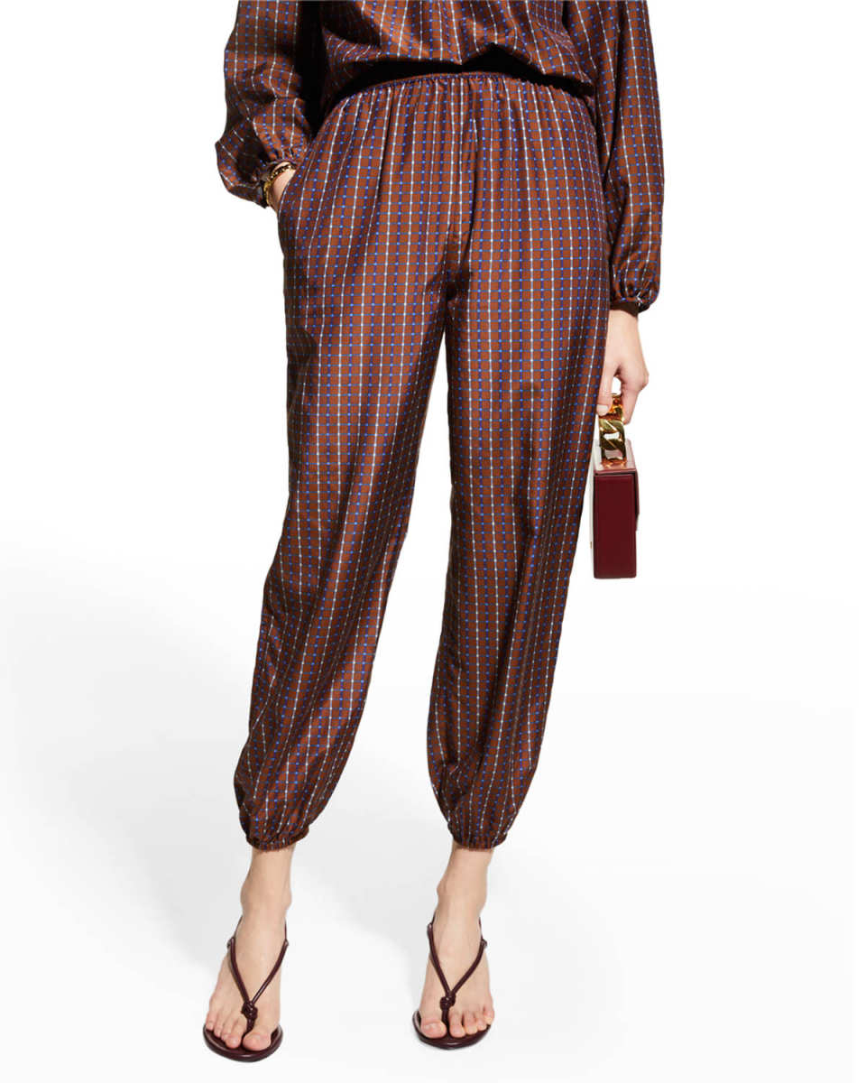 Dotted Windowpane Printed Ankle Pants